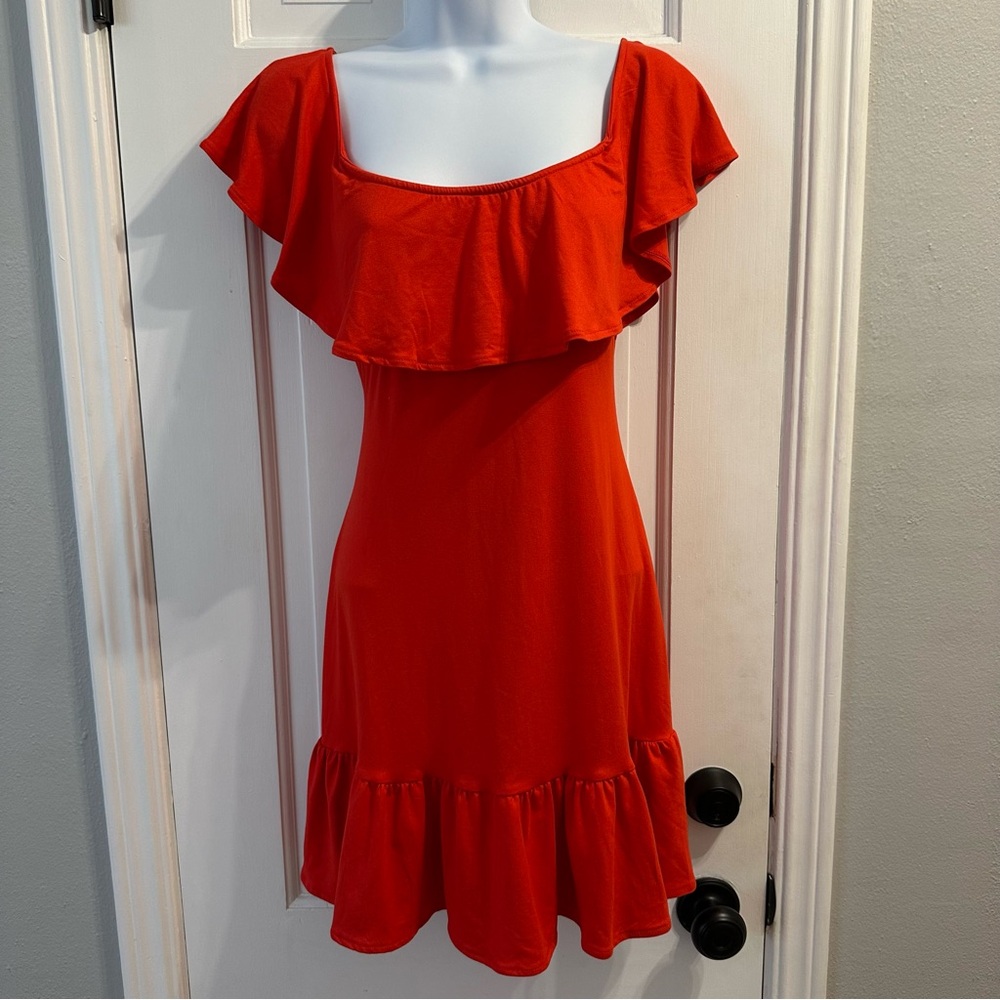 Kimchi Blue Ruffle Mini Dress Red Size M | Off Shoulder Fit & Flare